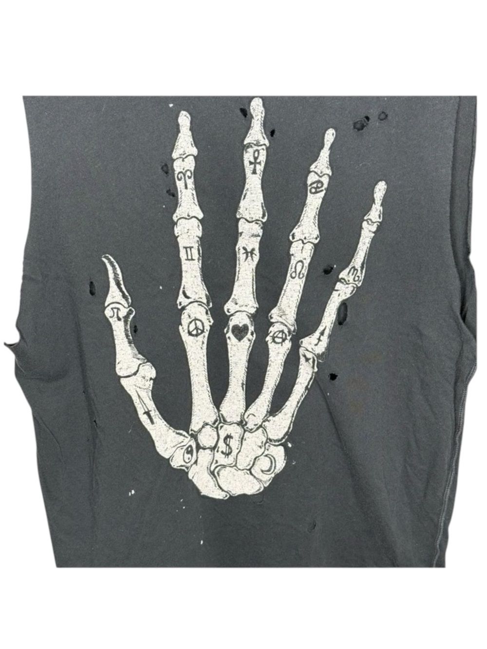 Rare: UNIF 𖤐 Y2K Skeleton Skull Hand Muscle Tee Tank 𖤐 Vintage Black 𖤐 Small 𖤐 - Picture 9 of 16